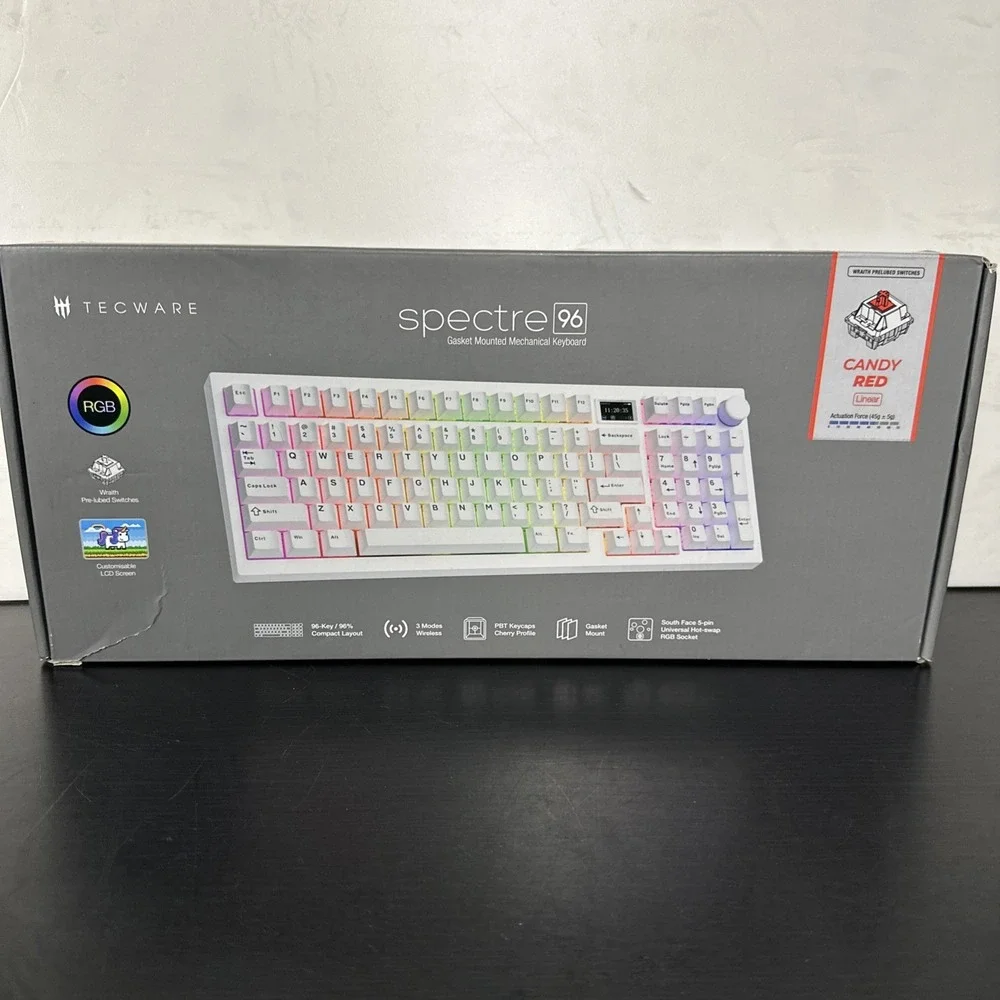 Tecware Spectre 96 RGB White Mechanical‎ Keyboard Customizable LCD Screen